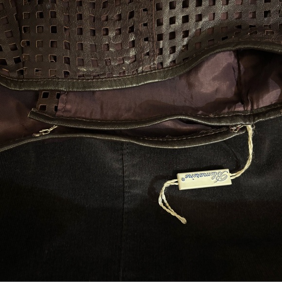 Blumarine Dark Purple Perforated Italian Leather Wrap Skirt - Picture 5 of 10